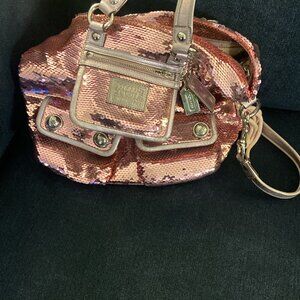 Coach Poppy Line Pink Sequin Purse